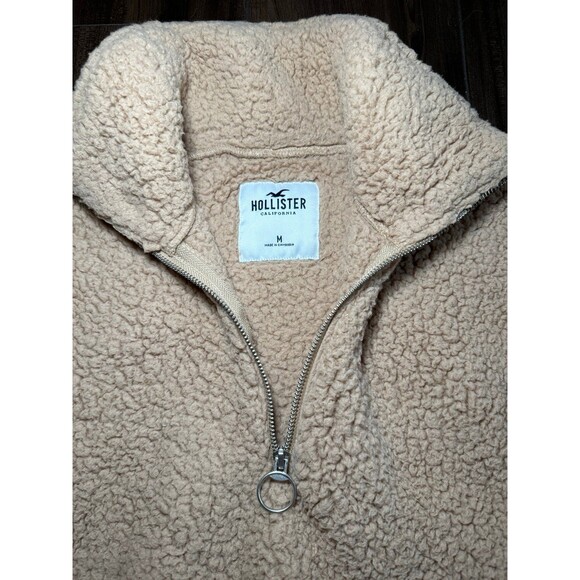 Hollister Cropped Sherpa Quarter Zip Sweatshirt Size Medium - Picture 6 of 9